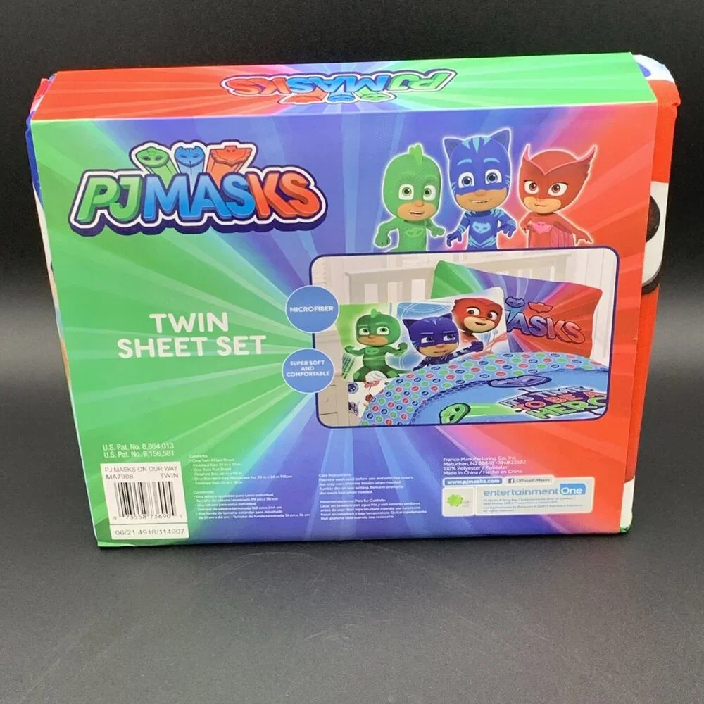 PJ Masks On Our‎ Way Twin Sheet Set 3 Piece Microfiber Blue Green Red MA7908